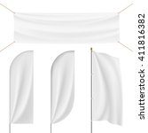 set of realistic banner  flag ... | Shutterstock . vector #411816382