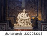 Small photo of Rome, Italy - April 10, 2023: Experience the profound beauty of the Pieta decoration in Saint Peter's Basilica. Captivating and emotional, it embodies the divine grace and human vulnerability.