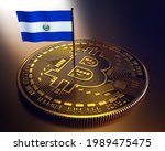 Bitcoin: El Salvador makes cryptocurrency legal tender. 3D Illustration. 