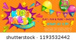 wide super kids party banner in ... | Shutterstock .eps vector #1193532442