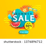 summer sale banner  hot season... | Shutterstock .eps vector #1376896712