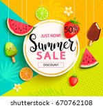 summer geometric sale banner... | Shutterstock .eps vector #670762108