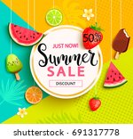 summer geometric sale with... | Shutterstock . vector #691317778