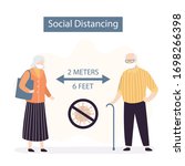 social distancing  two old... | Shutterstock .eps vector #1698266398