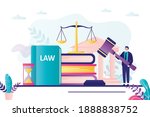 lawyer holds wooden gavel.... | Shutterstock .eps vector #1888838752