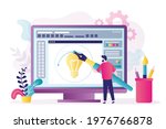 male artist with large stylus... | Shutterstock .eps vector #1976766878