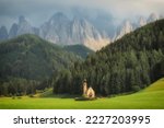 ranui church in south tyrol funes valley dolomites italy view