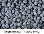 closeup of frozen blueberries covered by frost