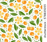 cherry seamless pattern. vector ... | Shutterstock .eps vector #578835055