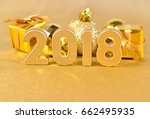 2018 year golden figures and... | Shutterstock . vector #662495935