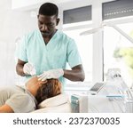 Small photo of Skilled dermatologist used skin scrubber attachment to gently exfoliate patient's skin, revealing smoother complexion.