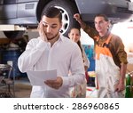 Small photo of Tired client duping by troubleshooters at auto service center