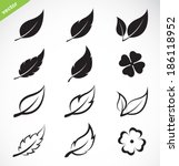 vector leaves icon set on white ... | Shutterstock .eps vector #186118952