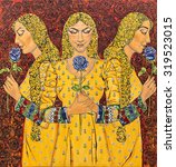 three women holding flower | Shutterstock . vector #319523015