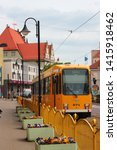 Small photo of Elblag, Poland - May 9, 2019: Tramway on streets of Elblag. Old Town of Elblag was destroyed during World War II and is being restored since 1989 till now.