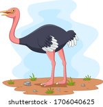 Cartoon Ostrich In The Field