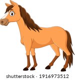 Cartoon Brown Horse Isolated On ...