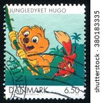 Small photo of RUSSIA KALININGRAD, 3 JANUARY 2014: stamp printed by Denmark, shows Jungledyret Hugo by Flemming Quist Moller, circa 2002
