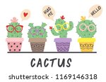 Cartoon Funny Cactus In Glasses ...