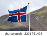 Iceland flag blowing in the...