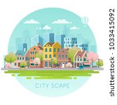 spring cityscape.vector... | Shutterstock .eps vector #1033415092