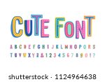 uppercase cute alphabet font.... | Shutterstock .eps vector #1124964638