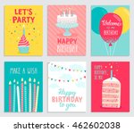 birthday card set. vector... | Shutterstock .eps vector #462602038