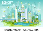 eco city skyline vector... | Shutterstock .eps vector #582969685
