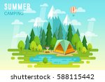 summer camping graphic poster.... | Shutterstock .eps vector #588115442
