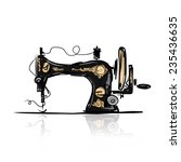 Sewing Machine Retro Sketch For ...