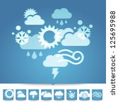 vector weather icons in blue... | Shutterstock .eps vector #125695988