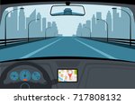 car on the road  a view from... | Shutterstock .eps vector #717808132