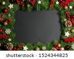 christmas border frame of tree... | Shutterstock . vector #1524344825