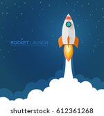 Rocket launch,ship.vector, illustration concept of business product on a market.