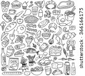 food doodles set | Shutterstock .eps vector #366166175