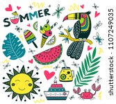 vector summer time set in... | Shutterstock .eps vector #1107249035