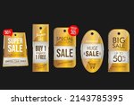 super sale golden retro badges... | Shutterstock .eps vector #2143785395