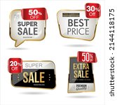 super sale golden retro badges... | Shutterstock .eps vector #2144118175