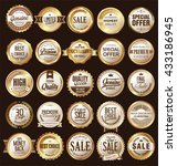 retro vintage golden badges and ... | Shutterstock .eps vector #433186945