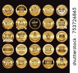 golden sale frame badge and... | Shutterstock .eps vector #753726865