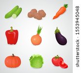vegetable vector icon set. 3d... | Shutterstock .eps vector #1553945048