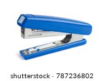 Blue stapler isolated on a...