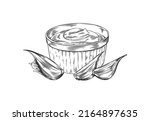 garlic sauce hand drawn bowl... | Shutterstock .eps vector #2164897635
