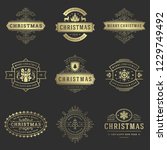 christmas labels and badges... | Shutterstock .eps vector #1229749492