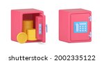 volumetric safe with gold coins.... | Shutterstock .eps vector #2002335122