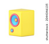 yellow music speaker 3d icon.... | Shutterstock .eps vector #2044346135
