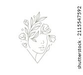 abstract woman face with floral ... | Shutterstock .eps vector #2115547592