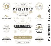 christmas labels and badges... | Shutterstock .eps vector #516668842