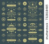christmas labels and badges... | Shutterstock .eps vector #732818485