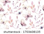 watercolor colorful butterflies ... | Shutterstock . vector #1703608135